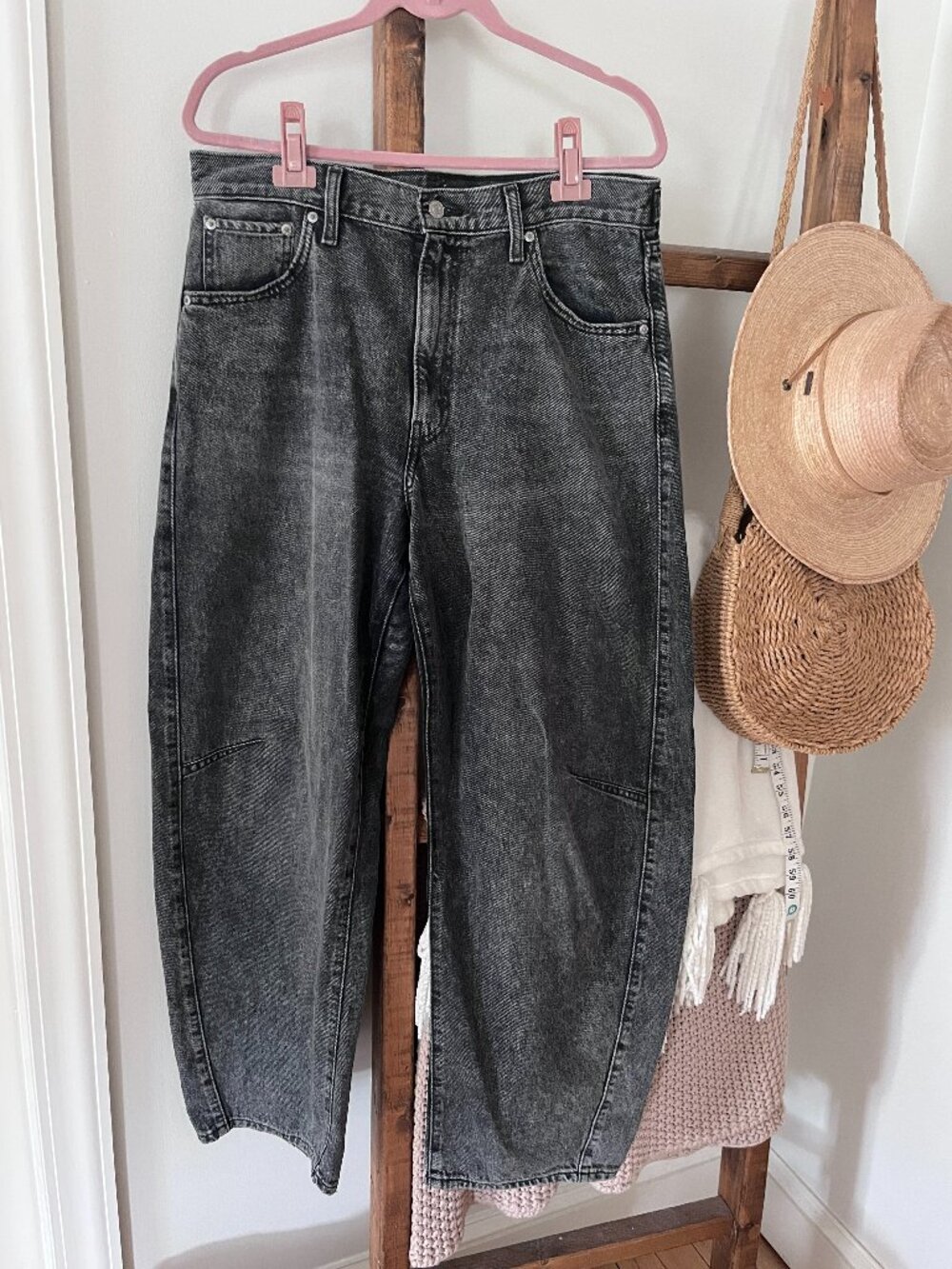 Levi's Cinch Barrel Jeans Gray Wash Size 32 High Rise Balloon Leg